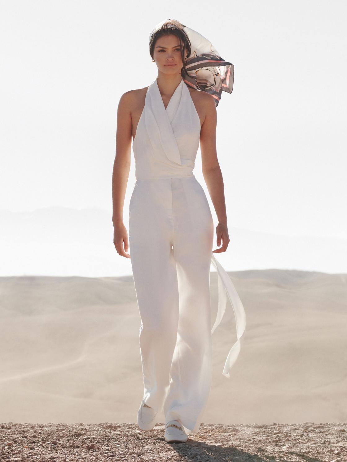 Reiss Jumpsuits | Carmen Halter Neck Linen Blend Jumpsuit White - Women