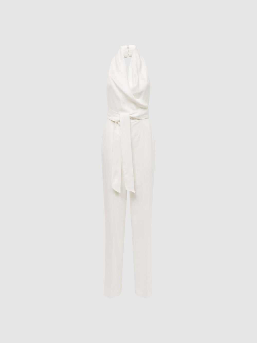 Reiss Jumpsuits | Carmen Halter Neck Linen Blend Jumpsuit White - Women