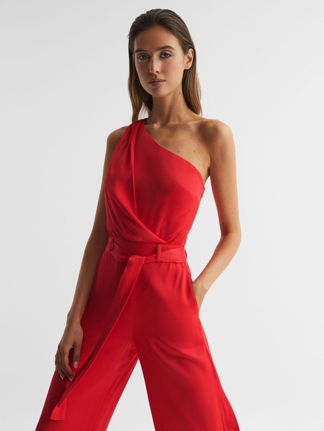 Reiss Jumpsuits | Eliza Off-The-Shoulder Jumpsuit Red - Women