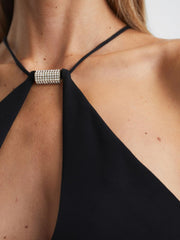 Reiss Jumpsuits | Ema Halston Halter Neck Wide Leg Jumpsuit Black - Women