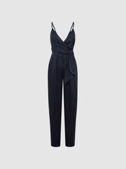 Reiss Jumpsuits | Emilia V-Neck Linen Jumpsuit Navy - Women