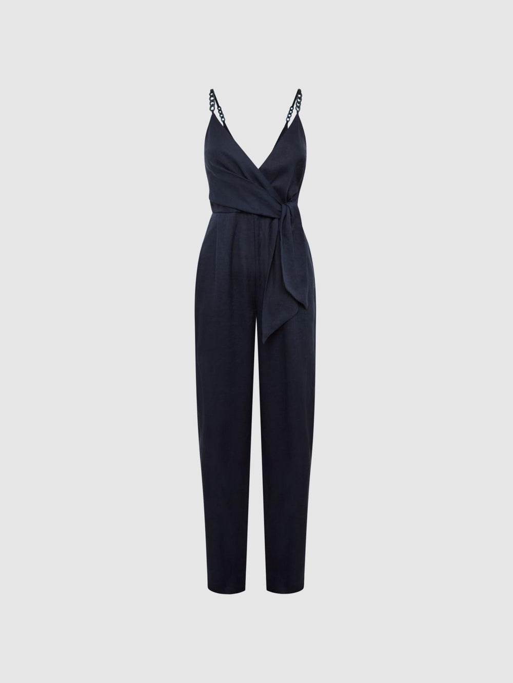 Reiss Jumpsuits | Emilia V-Neck Linen Jumpsuit Navy - Women