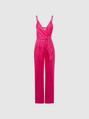 Reiss Jumpsuits | Emilia V-Neck Linen Jumpsuit Pink - Women