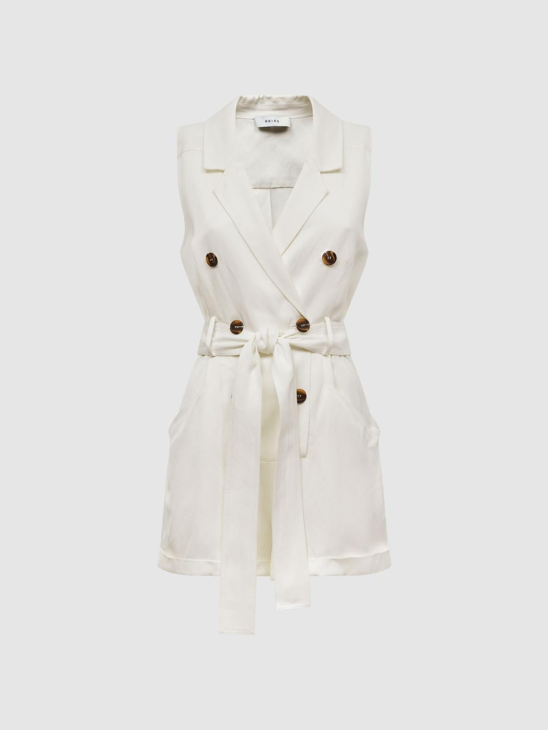 Reiss Jumpsuits | Florence Double Breasted Playsuit Ivory - Women