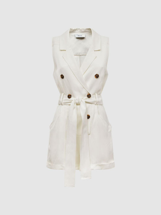 Reiss Jumpsuits | Florence Double Breasted Playsuit Ivory - Women