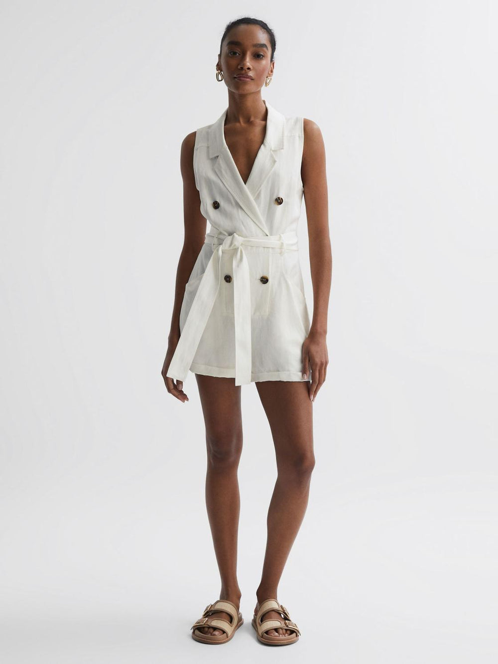 Reiss Jumpsuits | Florence Double Breasted Playsuit Ivory - Women