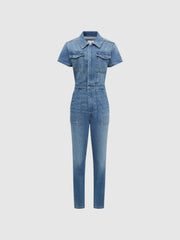 Reiss Jumpsuits | Good American Good American Denim Jumpsuit Mid Blue - Women