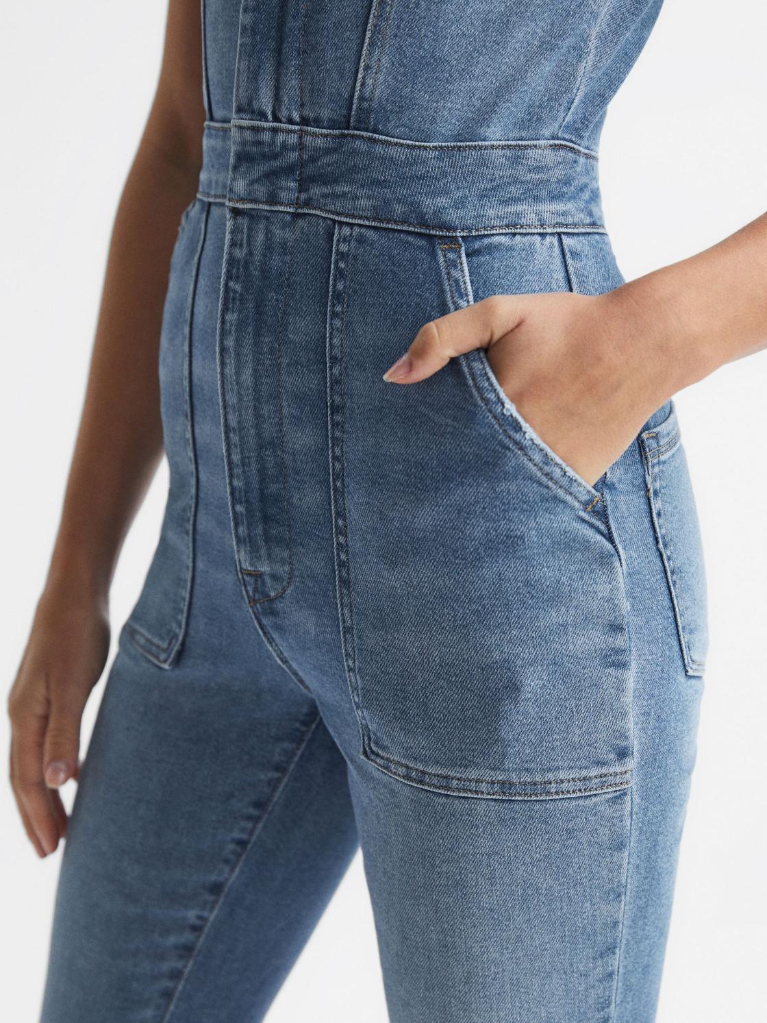 Reiss Jumpsuits | Good American Good American Denim Jumpsuit Mid Blue - Women