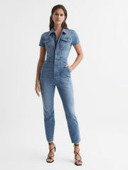 Reiss Jumpsuits | Good American Good American Denim Jumpsuit Mid Blue - Women