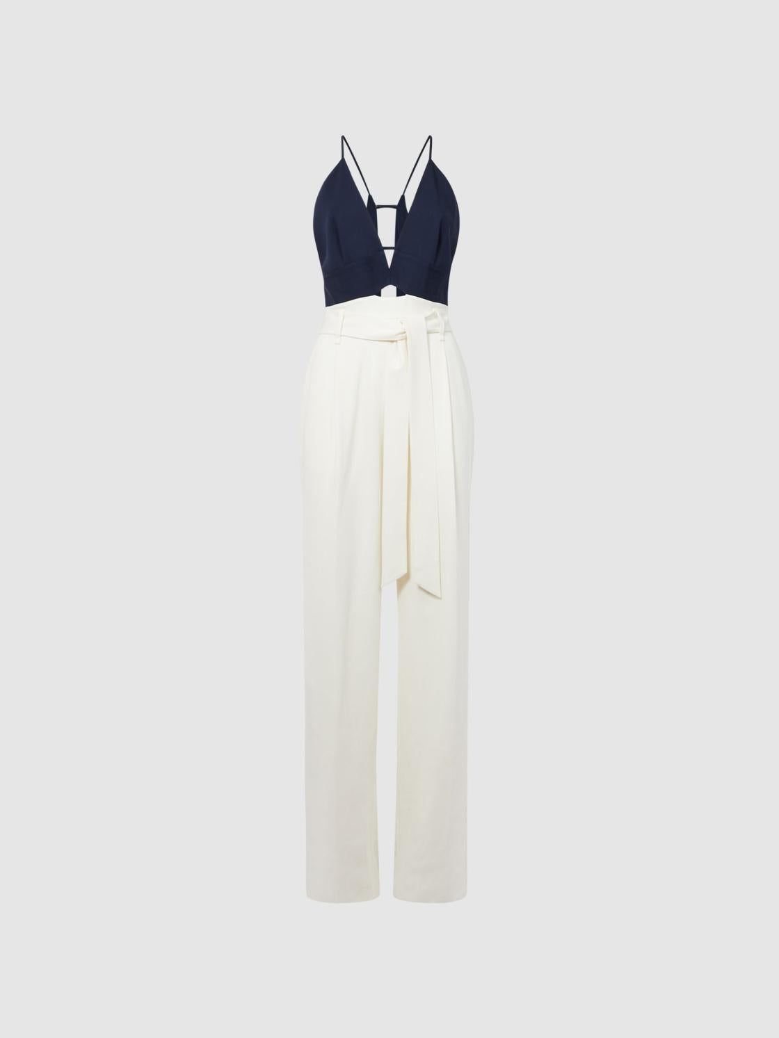 Reiss Jumpsuits | India Colourblock Jumpsuit Navy/white - Women