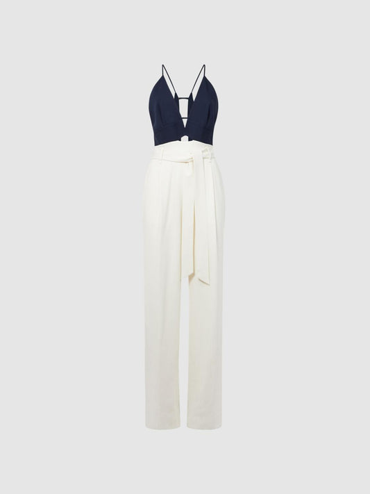 Reiss Jumpsuits | India Colourblock Jumpsuit Navy/white - Women
