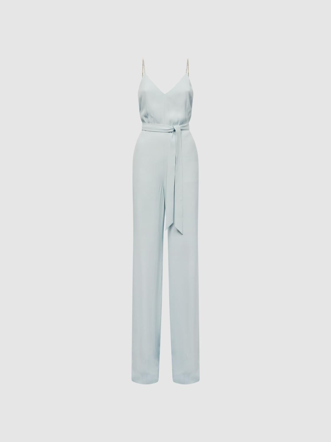 Reiss Jumpsuits | Irina Embellished Wide Leg Jumpsuit Green - Women