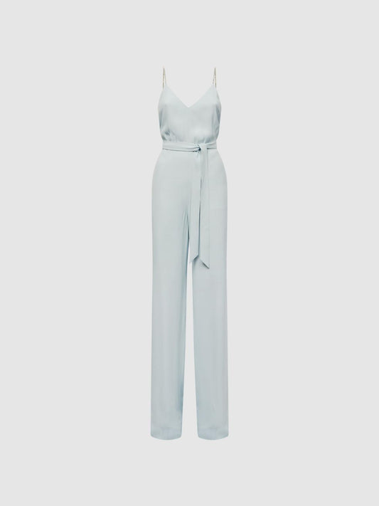 Reiss Jumpsuits | Irina Embellished Wide Leg Jumpsuit Green - Women