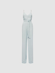 Reiss Jumpsuits | Irina Embellished Wide Leg Jumpsuit Green - Women