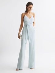 Reiss Jumpsuits | Irina Embellished Wide Leg Jumpsuit Green - Women