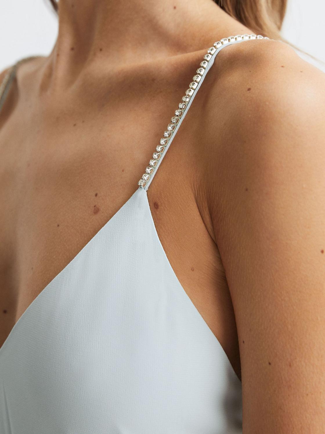 Reiss Jumpsuits | Irina Embellished Wide Leg Jumpsuit Green - Women