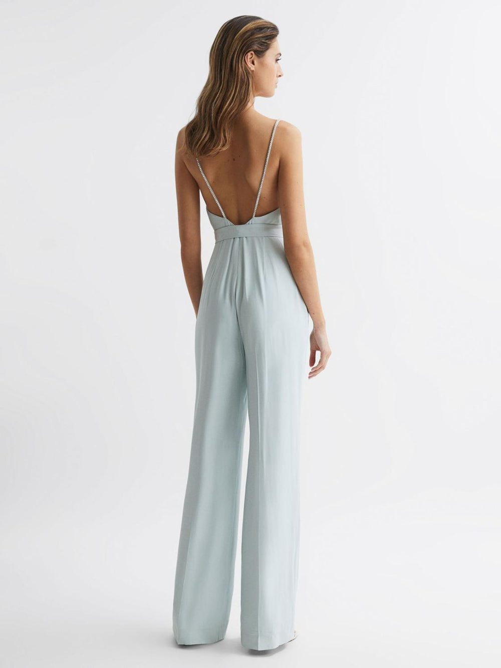 Reiss Jumpsuits | Irina Embellished Wide Leg Jumpsuit Green - Women