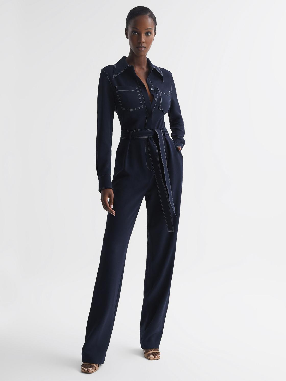 Reiss Jumpsuits | Lara Fitted Jumpsuit Navy - Women