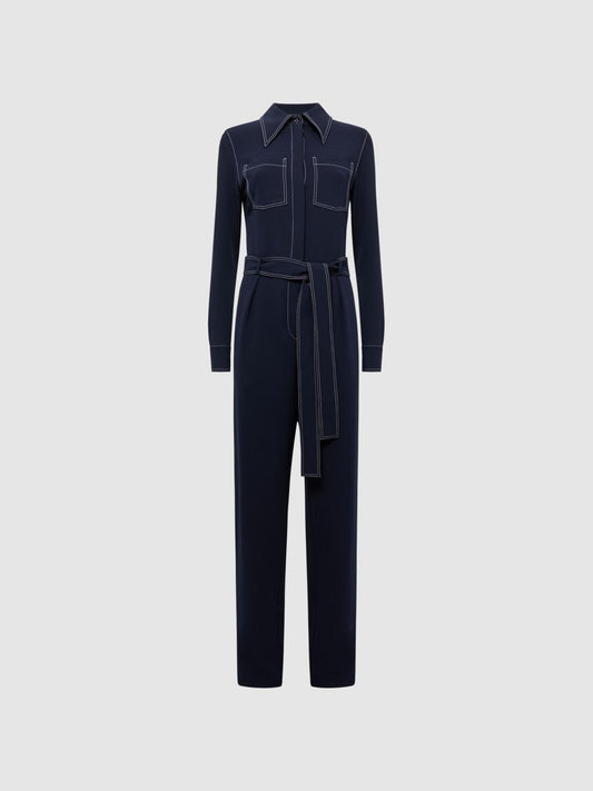 Reiss Jumpsuits | Lara Fitted Jumpsuit Navy - Women