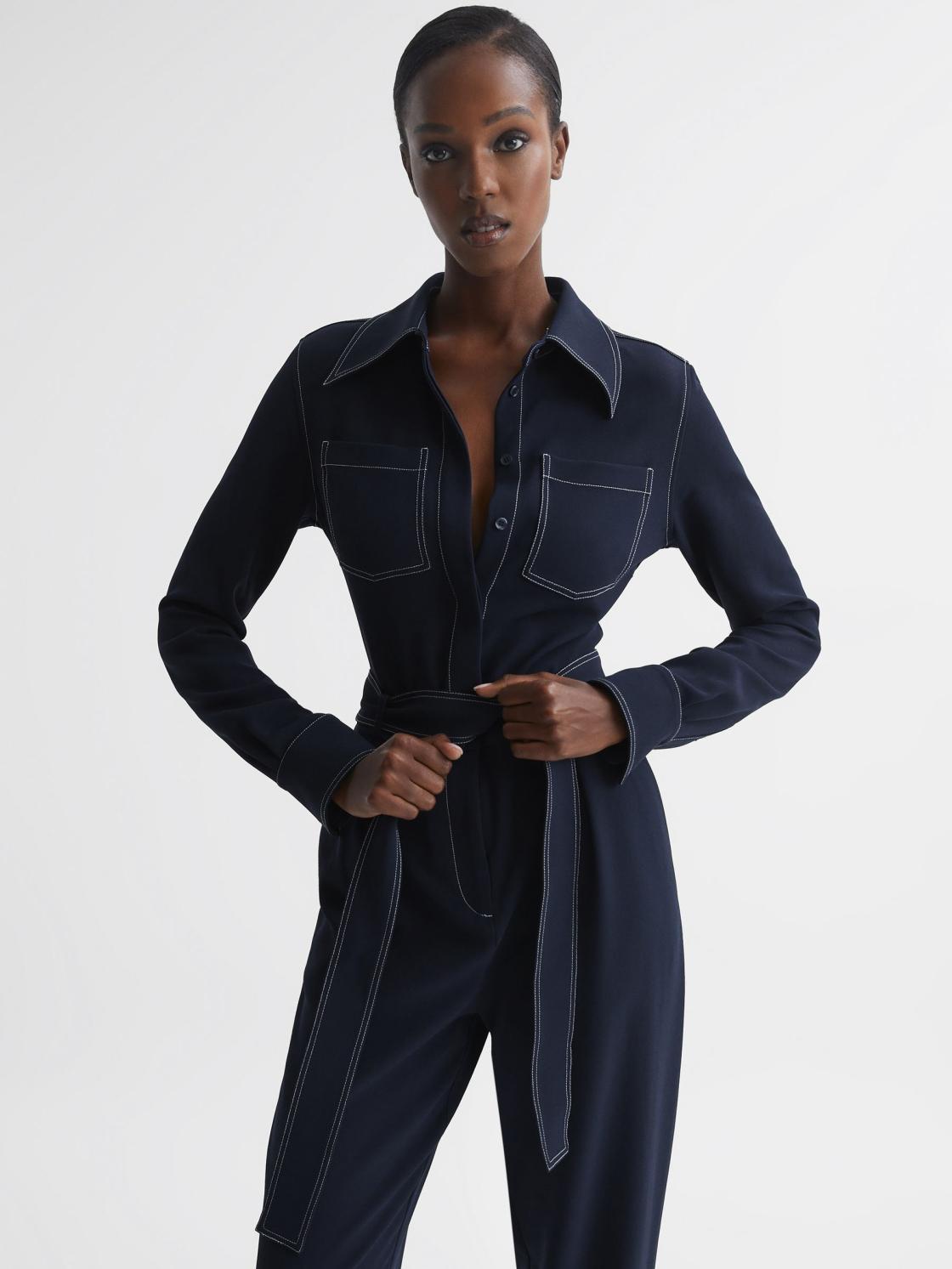 Reiss Jumpsuits | Lara Fitted Jumpsuit Navy - Women