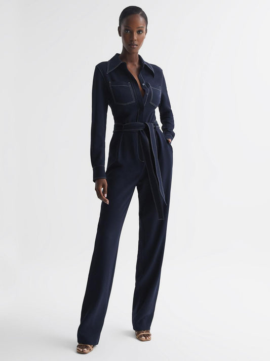 Reiss Jumpsuits | Lara Fitted Jumpsuit Navy - Women
