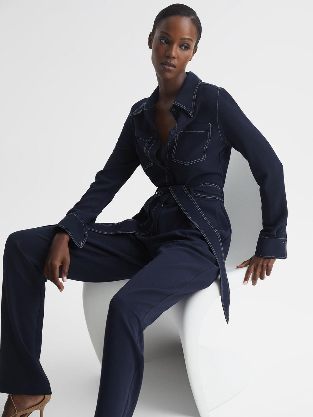Reiss Jumpsuits | Lara Fitted Jumpsuit Navy - Women