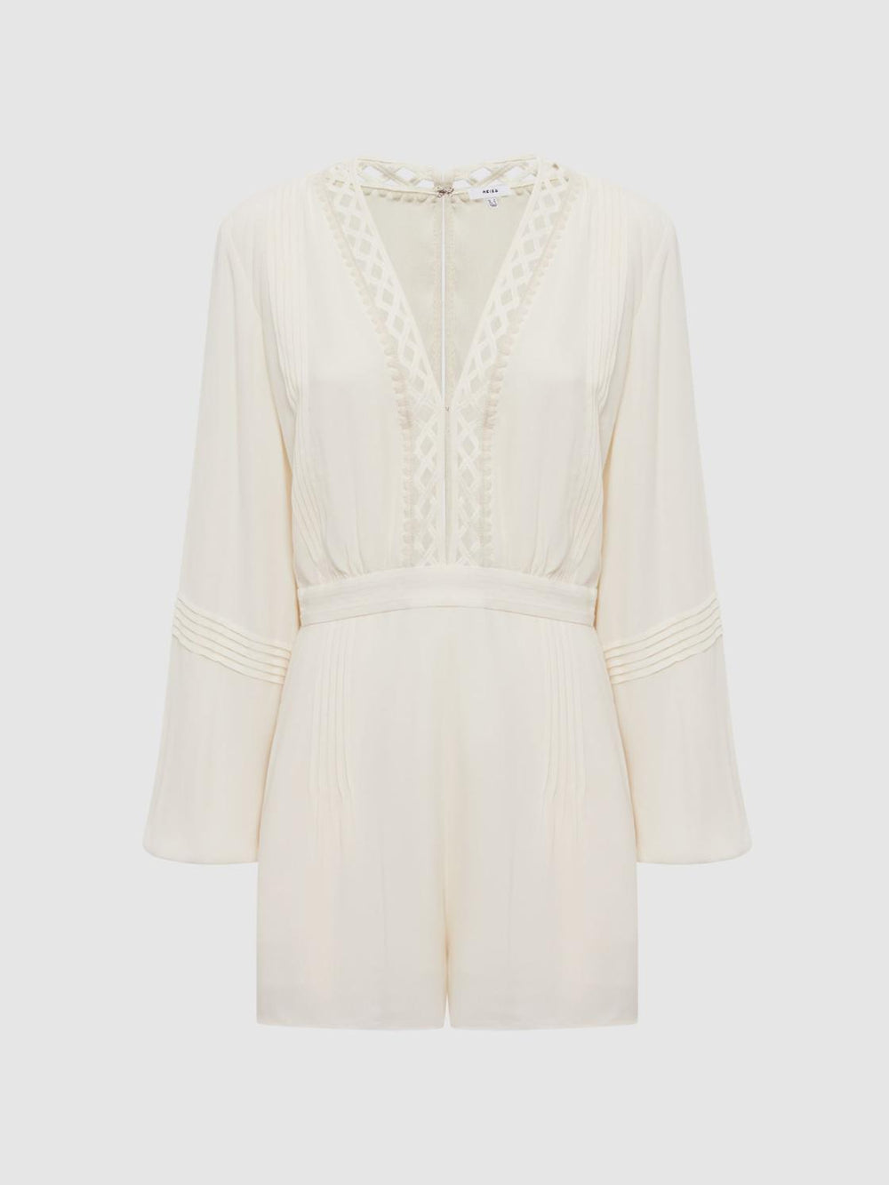 Reiss Jumpsuits | Rachelle Long Sleeve Lattice Playsuit Cream - Women