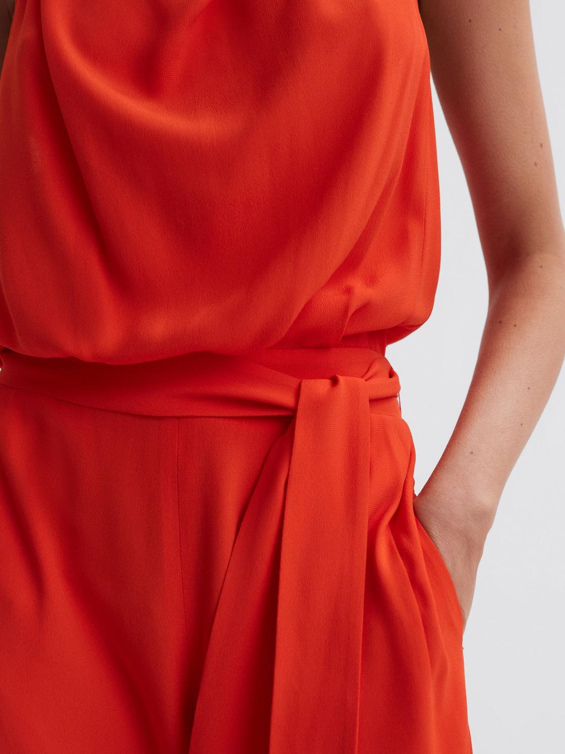 Reiss Jumpsuits | Riley Cowl Neck Wide Leg Jumpsuit Orange - Women