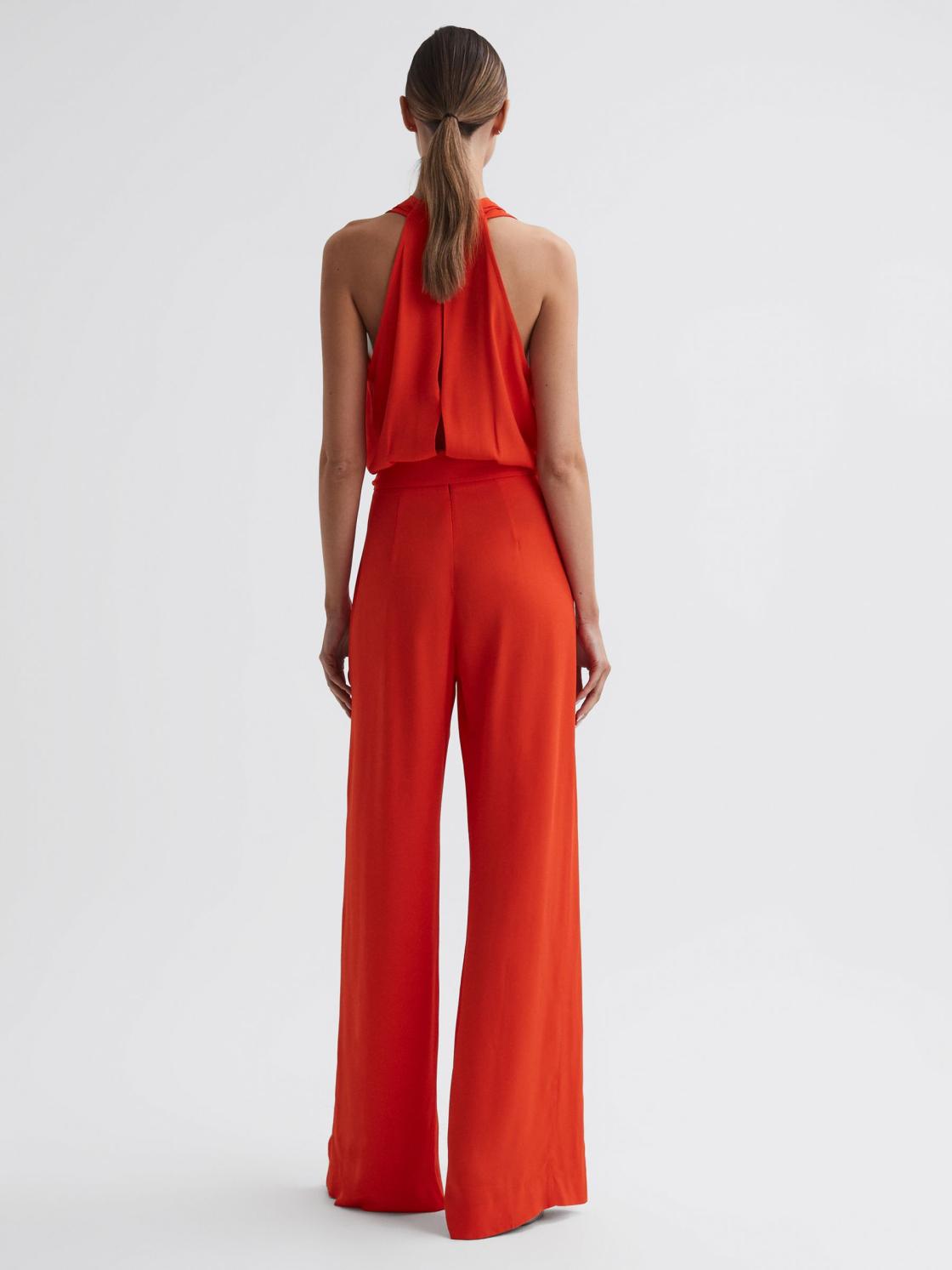 Reiss Jumpsuits | Riley Cowl Neck Wide Leg Jumpsuit Orange - Women