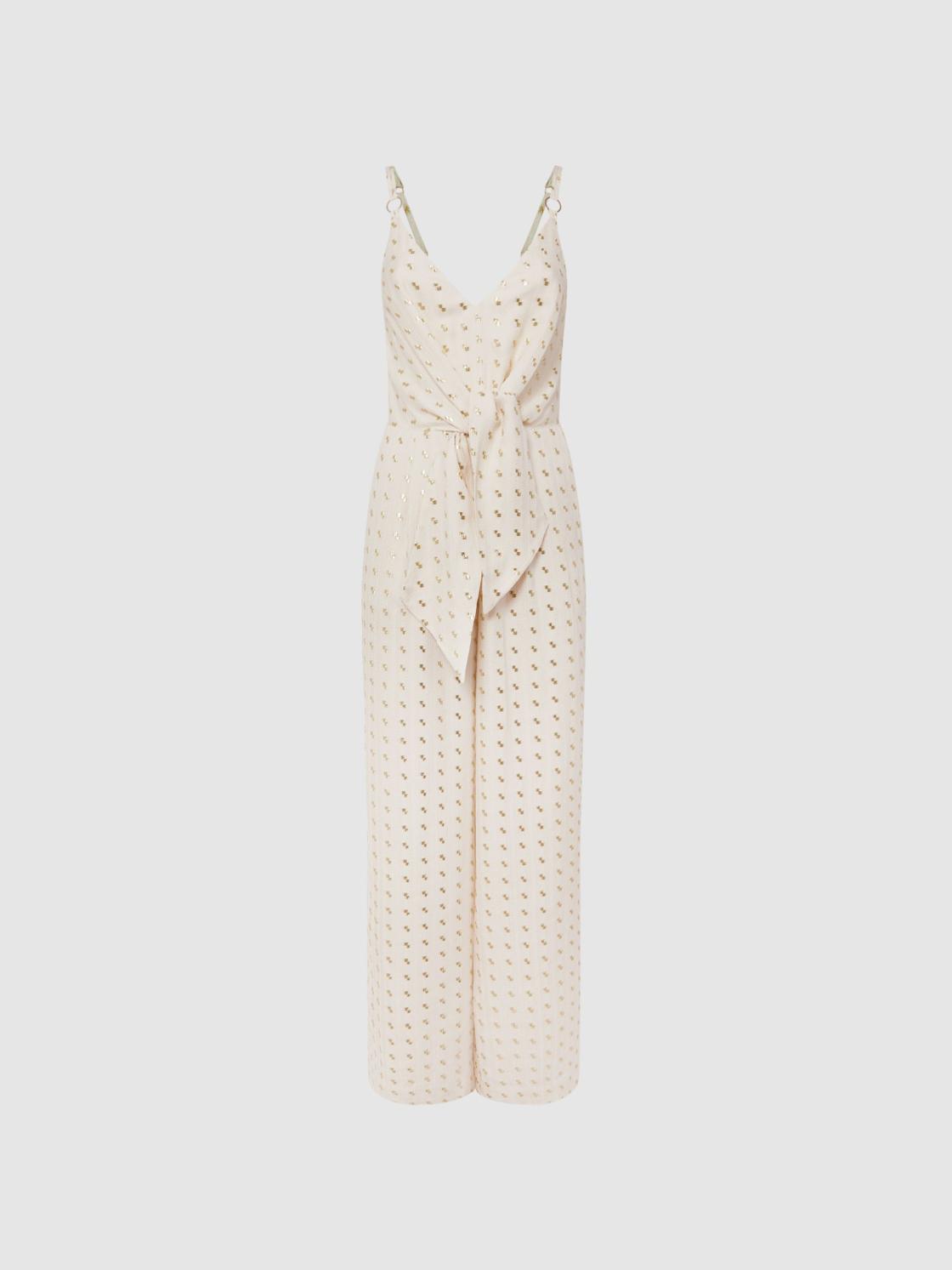 Reiss Jumpsuits | Scarlet Metallic Detail Jumpsuit Ivory - Women