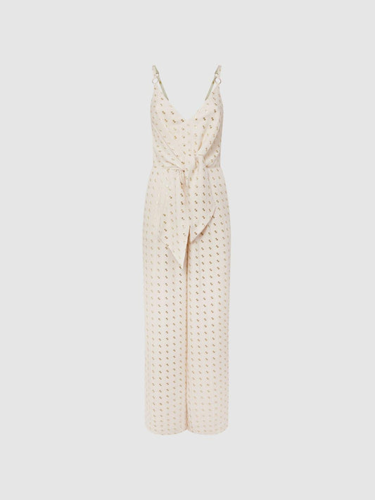 Reiss Jumpsuits | Scarlet Metallic Detail Jumpsuit Ivory - Women
