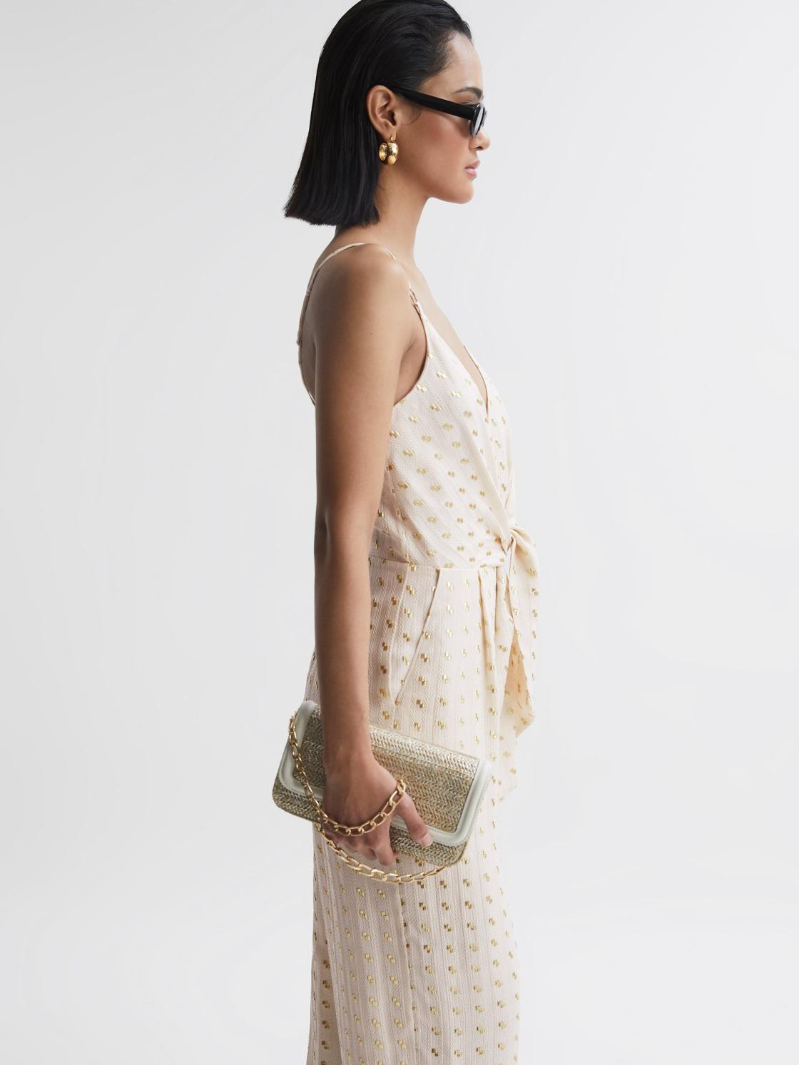 Reiss Jumpsuits | Scarlet Metallic Detail Jumpsuit Ivory - Women