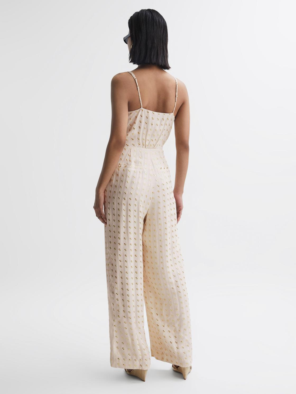 Reiss Jumpsuits | Scarlet Metallic Detail Jumpsuit Ivory - Women