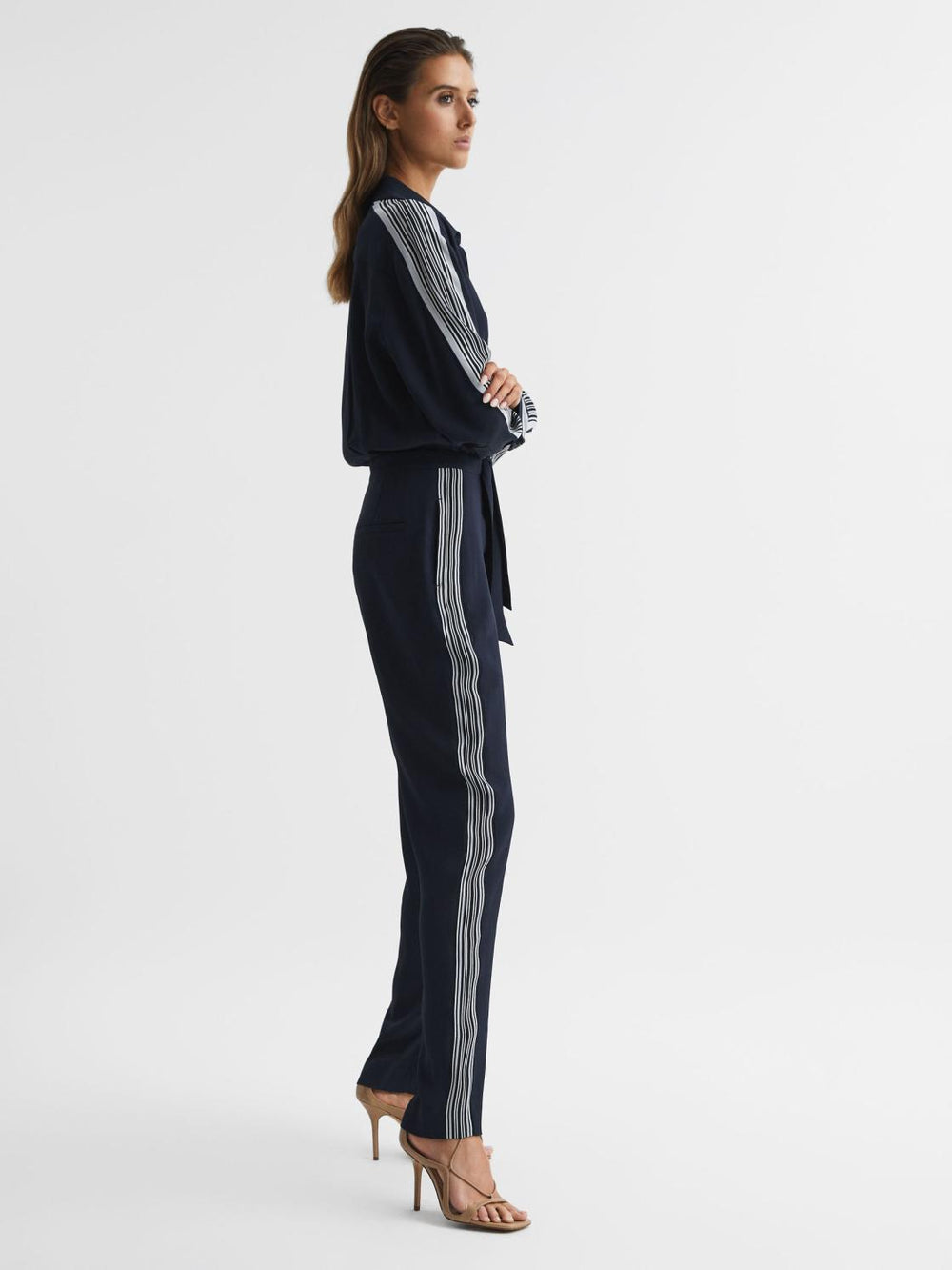 Reiss Jumpsuits | Selma Long Sleeve Jumpsuit Navy - Women