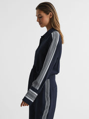 Reiss Jumpsuits | Selma Long Sleeve Jumpsuit Navy - Women