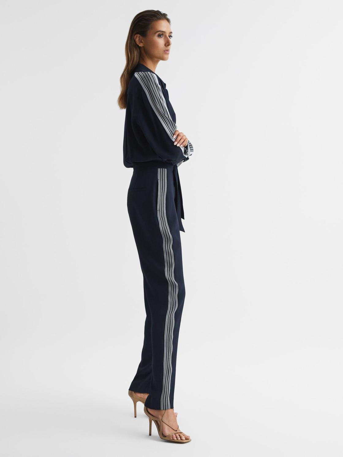 Reiss Jumpsuits | Selma Long Sleeve Jumpsuit Navy - Women