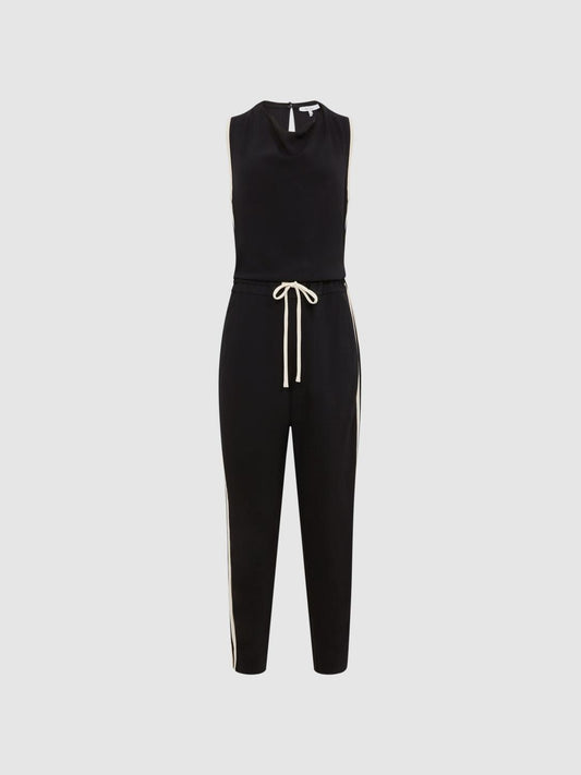 Reiss Jumpsuits | Tyla Side Stripe Jumpsuit Black - Women