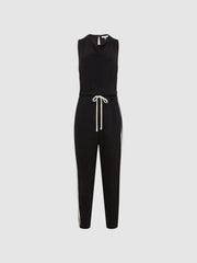 Reiss Jumpsuits | Tyla Side Stripe Jumpsuit Black - Women