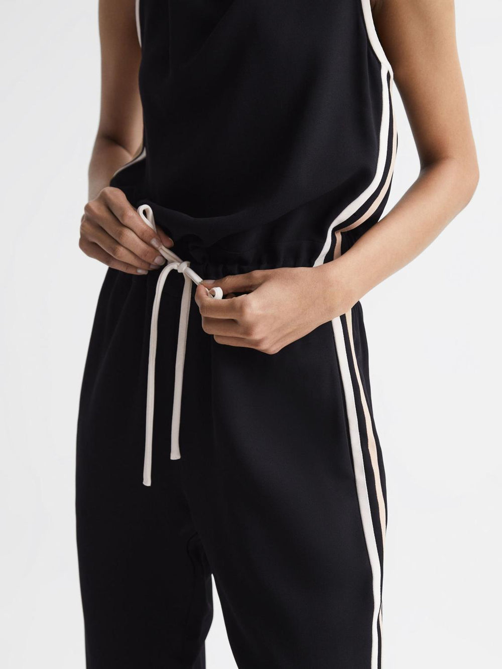 Reiss Jumpsuits | Tyla Side Stripe Jumpsuit Black - Women