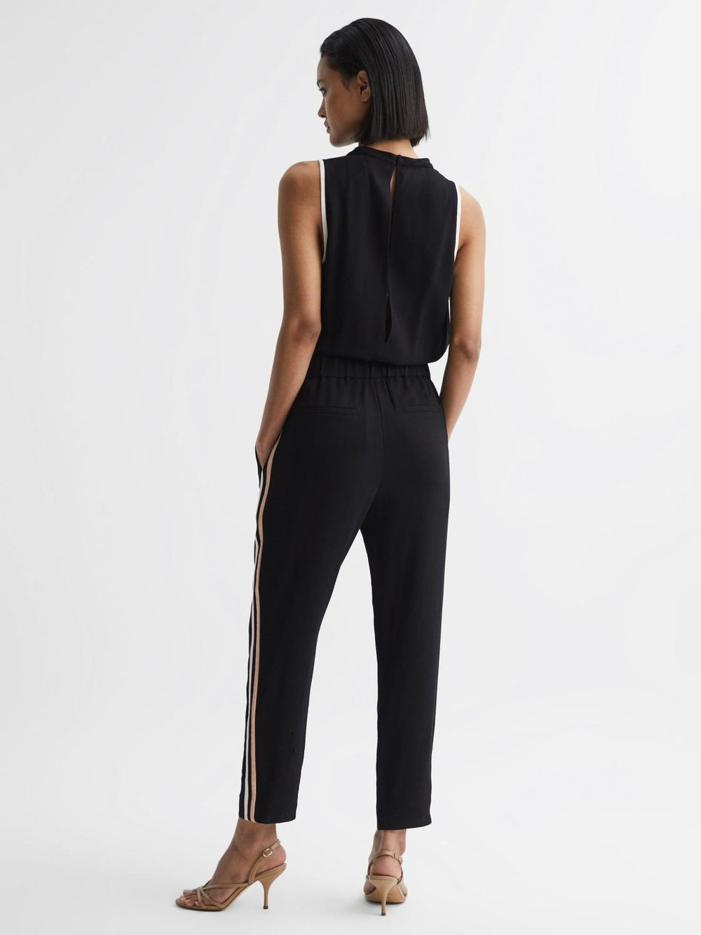 Reiss Jumpsuits | Tyla Side Stripe Jumpsuit Black - Women