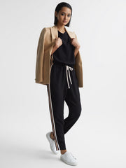 Reiss Jumpsuits | Tyla Side Stripe Jumpsuit Black - Women