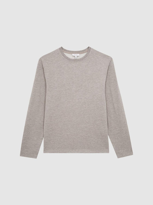 Reiss Knitwear | Adam Melange Crew Neck Jumper Taupe Melange - Men