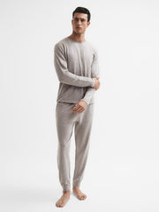 Reiss Knitwear | Adam Melange Crew Neck Jumper Taupe Melange - Men
