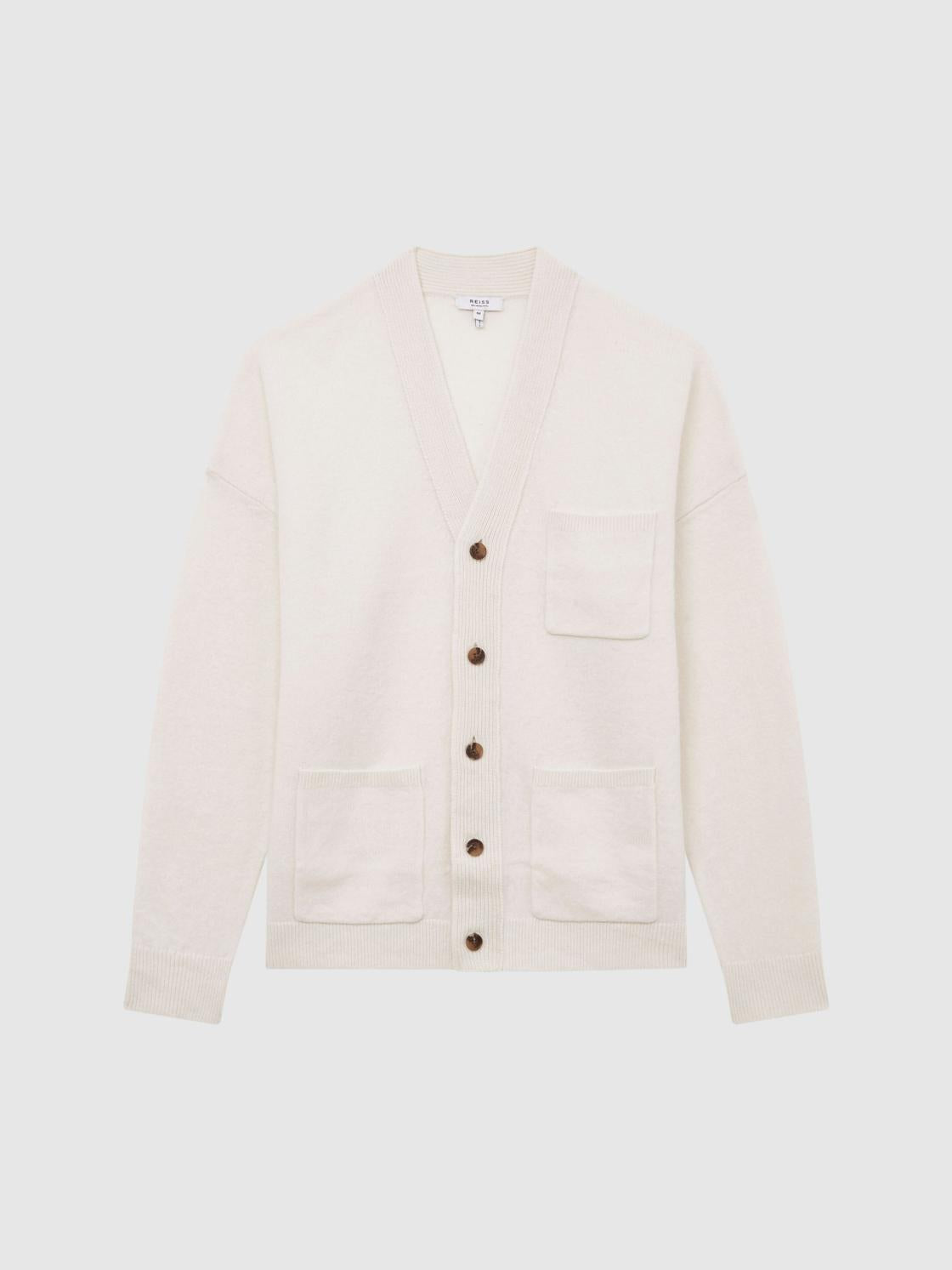 Reiss Knitwear | Andrews Merino Wool Cardigan Ecru - Men