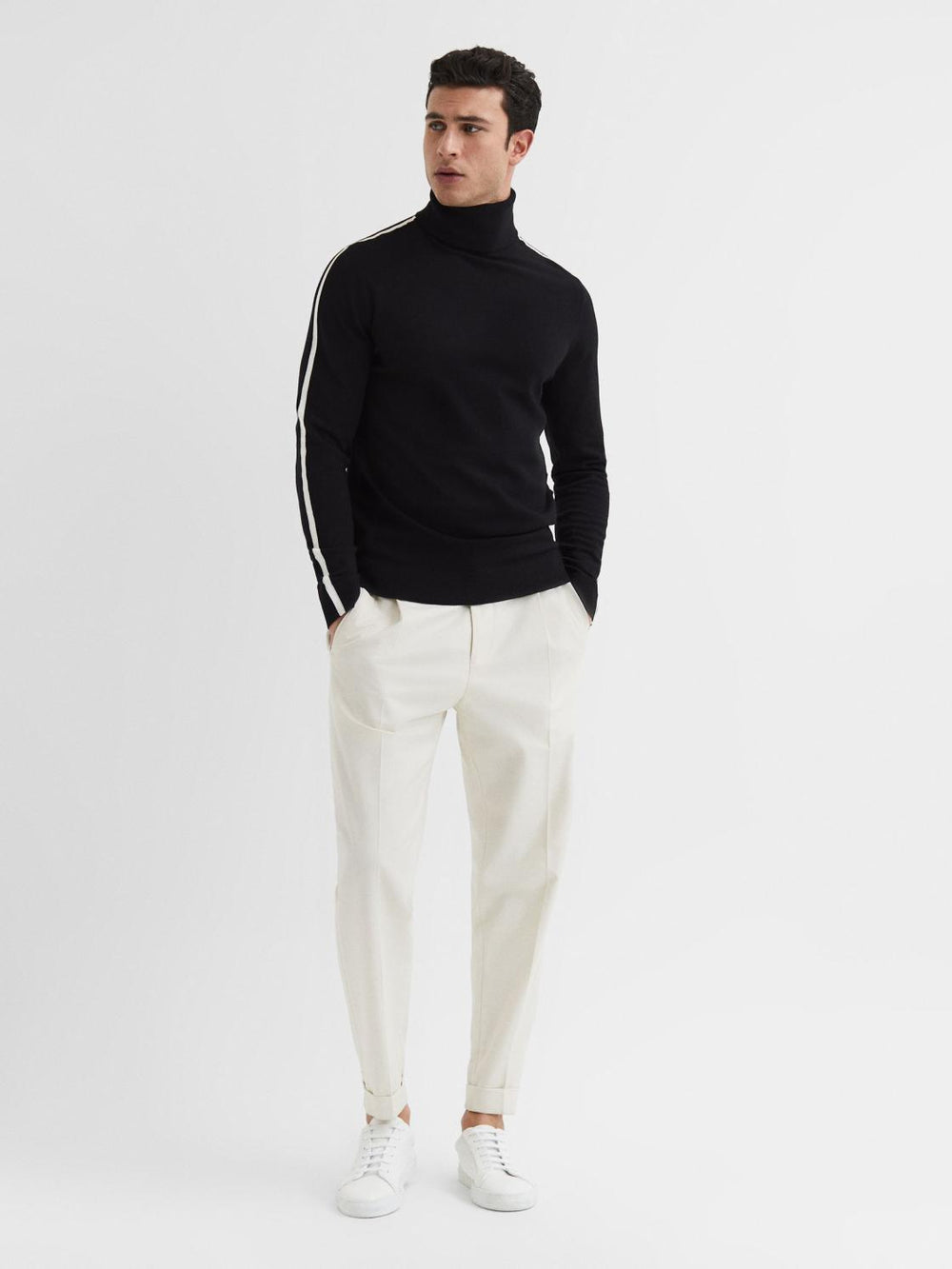 Reiss Knitwear | Aspen Long Sleeve Roll Neck Jumper Black - Men
