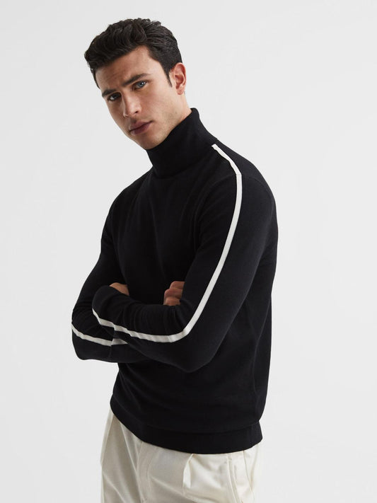 Reiss Knitwear | Aspen Long Sleeve Roll Neck Jumper Black - Men