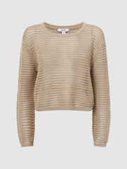 Reiss Knitwear | Avril Open Stitch Crew Neck Jumper Neutral - Women