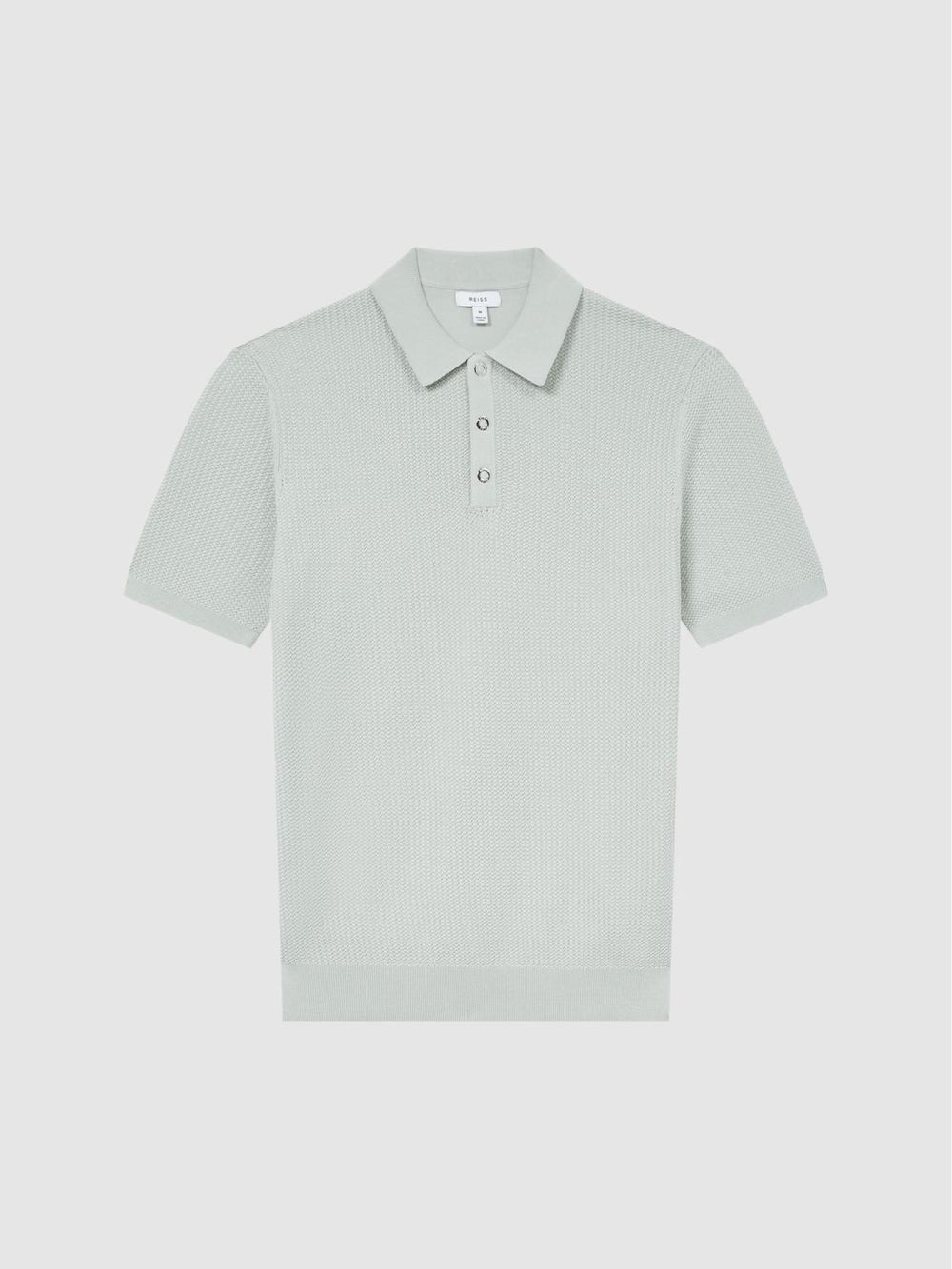 Reiss Knitwear | Bennie Press Stud Textured Polo Shirt Airforce Blue - Men