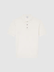 Reiss Knitwear | Bennie Press Stud Textured Polo Shirt Airforce Blue - Men