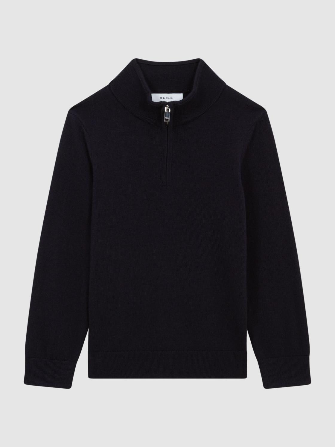 Reiss Knitwear | Blackhall Junior Zip Up Knitted Jumper Navy - Children